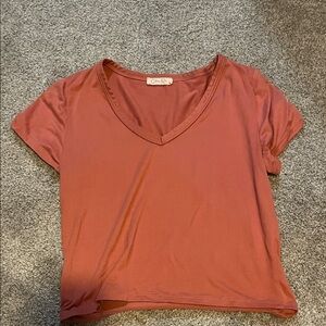 Olivia Rae Terracotta V-Neck Tee